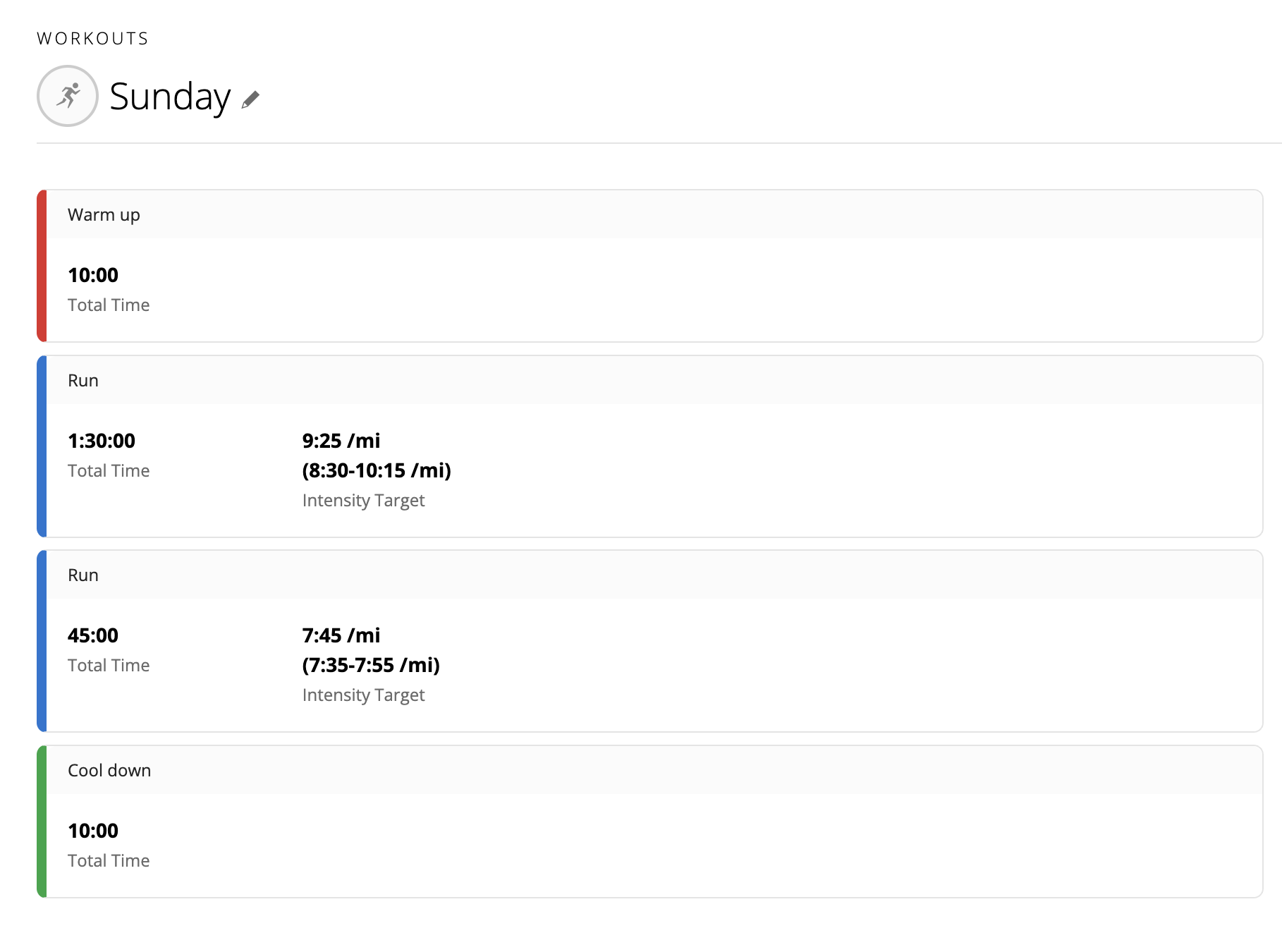 AI generated workout plan for Sunday